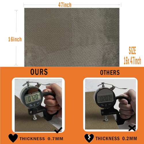 Titanium Adhesive Backed exhaust heat shield 16'' X 47'' for wall behind grill 2500 Degrees High Temp Protection Material Thermal Barrier Blanket Mat - size: 16'' X 47''