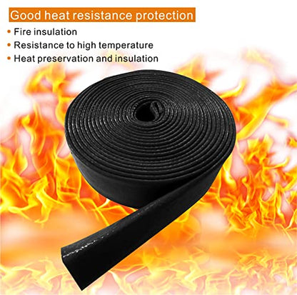 Fuel Line Heat Shield Insulation Heat Shielded Fire Fire Sleeve Silicone Coated Fiberglass Heat Protection for Automotive Hose Lines & Electrical Wiring-（Black 1/2" ID x5FT） - color: Black, size: 1/2" ID x 5FT