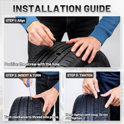 60 PCS Tire Repair Rubber Nail Kit, Self-Tapping Spiral Screws