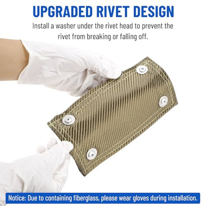 Titanium Pipe Shield, 4" x 8" Exhaust Heat Shield with Gloves - size: 4" x 8"
