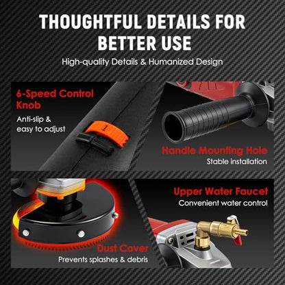 Antstone 860W Wet Polisher 4'' Electric Granite Polisher with 6 Variable Speeds 110V Wet Stone Polisher Grinder Buffer Concrete Polisher for Granite Marble Concrete Stone Countertop Floor Surface Tile