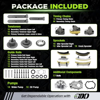 3.6 Timing Chain Kit W/Water Pump & Oil Pump 12603745 for 2007-2015 Chevy GMC Cadillac Buick Saturn Pontiac Suzuki Saab V6 Engine 3.6L 3.0L Replace# 9-0753S Cadena De Tiempo Kit - size: Timing Chain Kit & Oil Pump & Water Pump