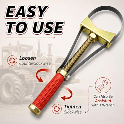 Heavy Duty Adjustable Oil Filter Wrench | Steel Strap Removal Tool