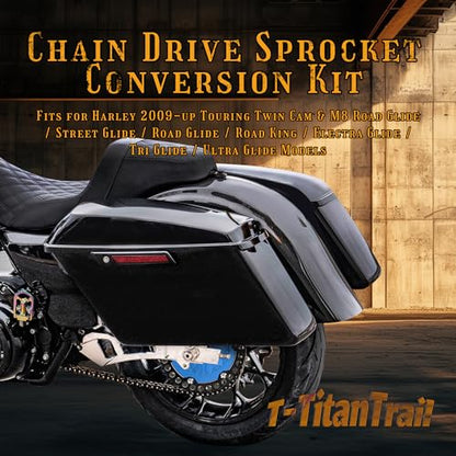 2009-up Touring Belt Drive to Chain Drive Conversion Kit for Harley, Blue - color: Blue