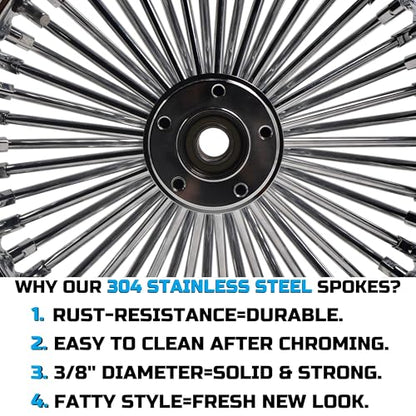 FatFlex 16" Rear Wheel Chrome Fat Spokes 3.5" Rim - color: 16" x 3.5" Chrome+Chrome+Chrome(NON-ABS)