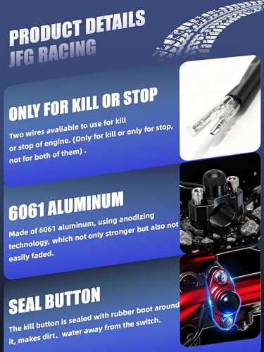 JFG RACING Dirt Bike Universal Engine Stop Start Kill Switch with Backplate - color: Black, size: Medium