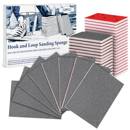 32 PCS 400 Grit Sanding Sponge, Soft and Flexible Sandpaper Block - style: 32Pcs 400Grit