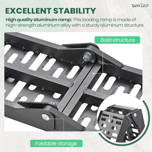 7.5FT Aluminum Motorcycle Ramp, 1PC ATV Loading Ramps for Pickup Trucks