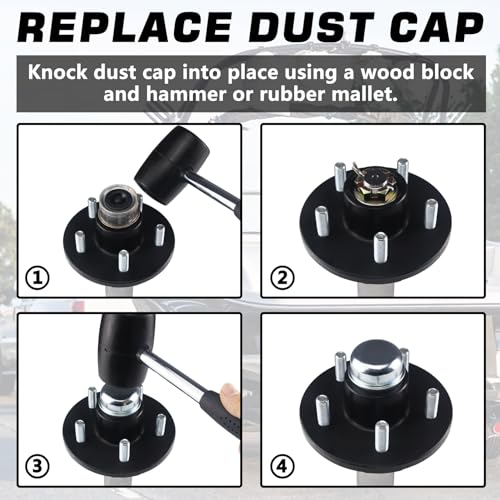 4pcs 1.98'' Trailer Hub Dust Caps for 2000 3500 lb Axle Spindle - color: 1.98'' Caps 4pcs