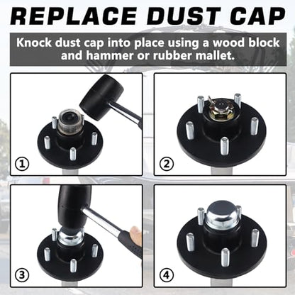 4pcs 1.98'' Trailer Hub Dust Caps for 2000 3500 lb Axle Spindle - color: 1.98'' Caps 4pcs