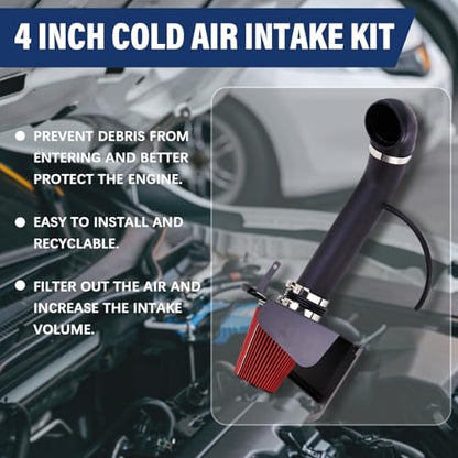 SUNROAD 4" Tube With Air Filter Replacement For GMC/Cadillac 2009-2014