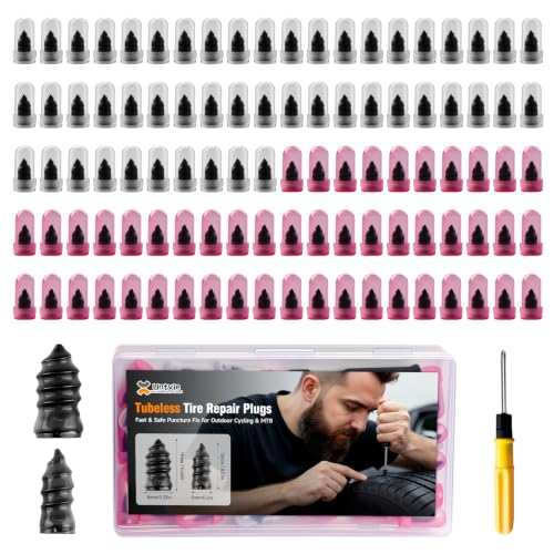 101Pcs Tire Repair Rubber Screw Kit, Dual Size (Small & Large) Rubber Nail Plugs for Car, Motorcycle, Truck, Tractor – Fast Self-Service Tool for Vacuum Tire Puncture Repair, Includes Screwdriver