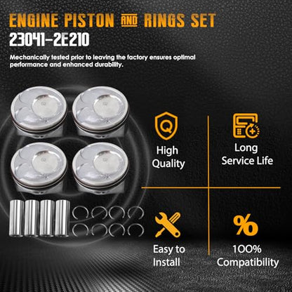 PANGOLIN Engine Piston & Rings Set +0.5mm for Kia Soul Forte 2.0L 2014-2018 - size: +0.5mm