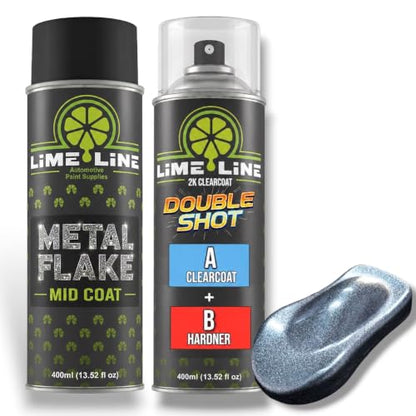 LiME LiNE Metal Flake Midcoat Automotive Grade Sparkle Spray Paint - No Equipment Needed - Finish with 2K Clearcoat (Ice Blue, 2. Spray Paint + 2K Clearcoat) - color: Ice Blue