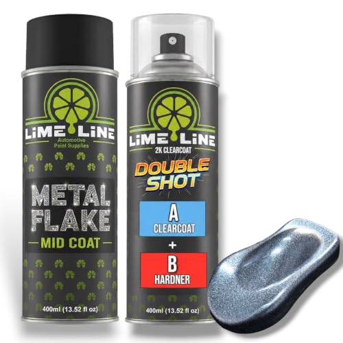 LiME LiNE Metal Flake Midcoat Automotive Grade Sparkle Spray Paint - No Equipment Needed - Finish with 2K Clearcoat (Ice Blue, 2. Spray Paint + 2K Clearcoat) - color: Ice Blue