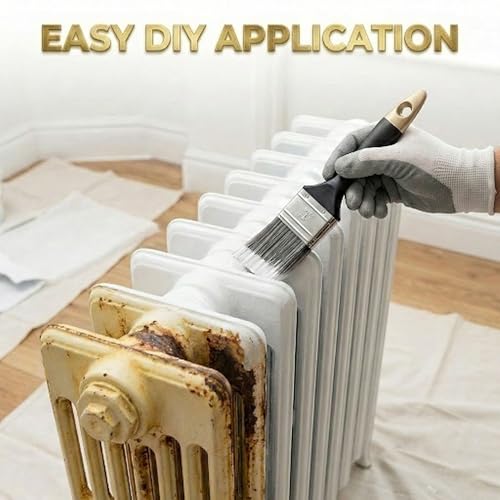 Meuvcol 2 in 1 Radiator Paint & Primer - 1000ml White Enamel Metal Paint for Radiators, Pipes & Towel Rails - Anti Rust Matte Touch Up Paint - Heat Resistant, Durable, Low Odor, Non-Yellowing