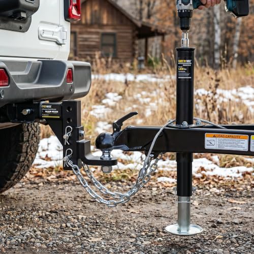 5000lbs A-Frame Trailer Jack,30" Lift 20-24V Cordless Drill Compatible with Adjustable Drop Leg for Utility, Yacht, and Camper Trailers