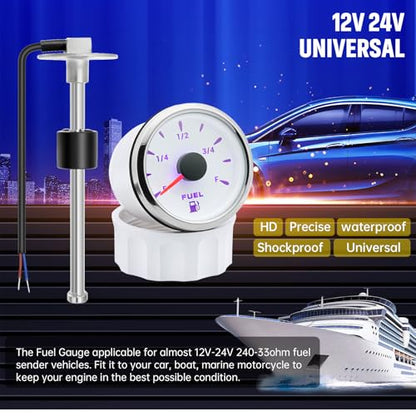 ARTILAURA Fuel Sending Unit and Gauge Kit Boat Marine Fuel Tank Sender - color: White, size: 10"sensor+gauge