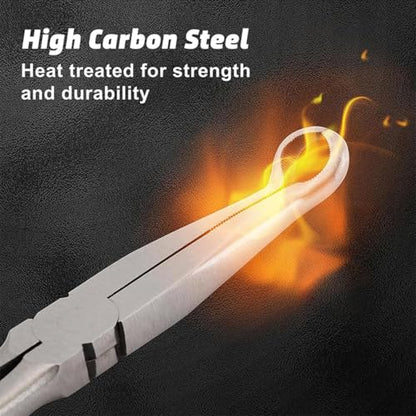 11 Inch Car Long Reach Hose Grip Pliers, Ring Nose Spark Plug Boot Wire Removal Pliers with Serrated Jaws, Automotive Hoses and Fittings Installation Tool, Universal for SUV RV Sedan