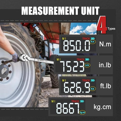 VANPO Digital Torque Wrench, 3/4", 31–627 ft-lb for Heavy Equipment - size: 3/4-Inch-02