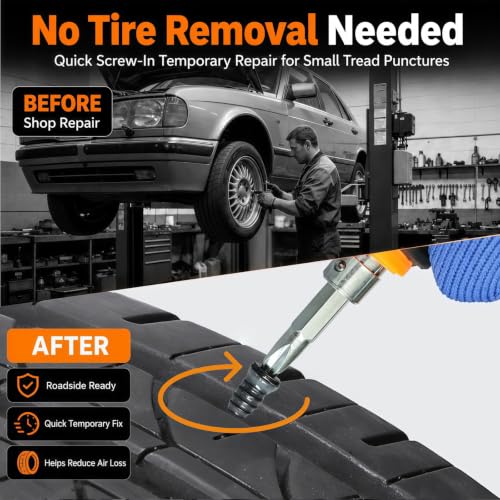 Tire Plug Kit, 110PCS Tire Repair Kit with Tire Plugs Screw Type in 3 Sizes