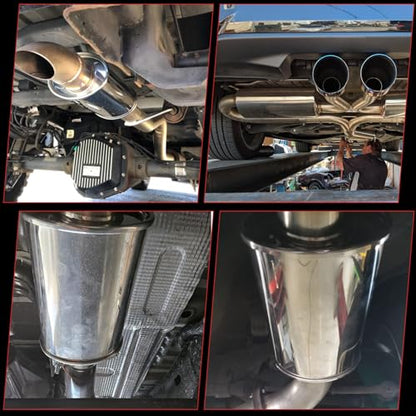LCGP 2.5 inch Ultra Quiet Resonator, 304 Stainless Steel Resonator 2.5", 2.5'' Inlet & Outlet 14" Overall Length Universal Muffler High Performance resonator, Oval Muffler Shape, Silver - size: 2.5"