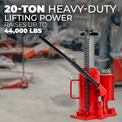 Stark USA 20 Ton (40,000 Lbs) Hydraulic Air Bottle Jack, Pneumatic & Manual Low Profile Bottle Jack with Carry Handle, Heavy Duty Lift for Trucks, Trailers, RVs & Equipment