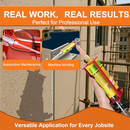 Epoxy Gun Dual Component 400ml – Manual 1:1 & 2:1 Ratio Adhesive Applicator for Epoxy, Urethane, Acrylic,High-Thrust 2-Part Adhesive Gun for Panel Bonding, Structural & Plastic Repair,Orange - size: 400 ml (1:1, 2:1)