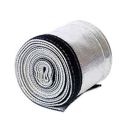 Heat Shroud Sleeve Aluminized Sleeving Express Aluminized Hose and Silver Hose Wire Protection Barrier with Hook and Loop Closure, 3/4" I.D.x 10FT - size: 3/4"I.D.x 10FT