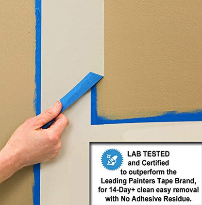 Professional-Grade Blue Painters Tape 3 Inch Wide, 12 Rolls - size: 3 in (12 Rolls)