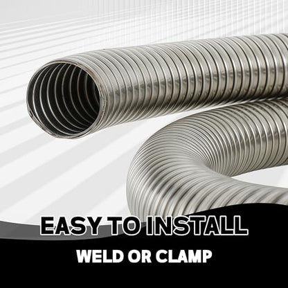 Universal T304 stainless steel Exhaust Flex Pipe Flex Tube-72" 6 Feet Length 1.25" ID - size: 1.25“ X 72"
