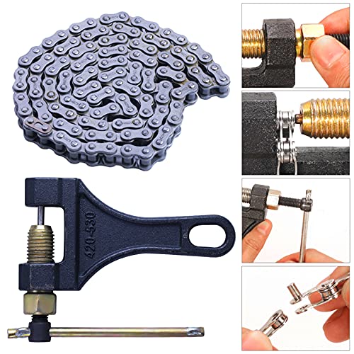 428 Motorcycle Chain+ Chain Breaker,114-links Heavy Duty Drive Chain - size: 114
