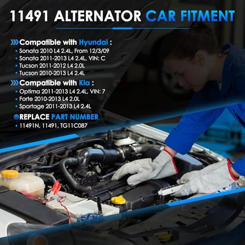 Car Alternator 11491 110A Fit for Hyundai Sonata for Kia Optima - size: #11491N, 11491 Alternator