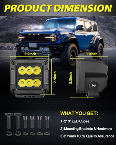 3 Inch CREE LED Pods 2-Pack 120W Spot Off-Road Lights - color: White Spot, size: 3 Inch Cube