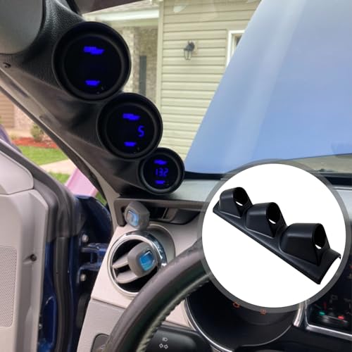 Universal Black 2" 52mm Triple 3 Hole Pillar Gauge Pod Holder, Automotive Housing Pods, ABS Plastic Auto Dash Mount Bracket, Dashboard Meter Cup Holder for Cars, Trucks (A/Triple Hole Black) - color: A/Triple Hole Black