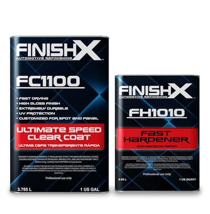 LAUCO FC1100 Ultimate Speed Clear Coat Kit with FH1010 Fast Hardener, 4:1 Automotive Clear Coat System, High Gloss Fast Drying Finish, UV Protection, 1 Gallon Clear Coat + 1 Quart Hardener 1100