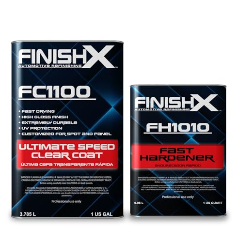LAUCO FC1100 Ultimate Speed Clear Coat Kit with FH1010 Fast Hardener, 4:1 Automotive Clear Coat System, High Gloss Fast Drying Finish, UV Protection, 1 Gallon Clear Coat + 1 Quart Hardener 1100