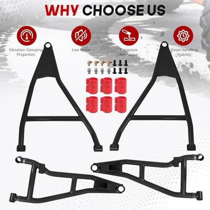 72" Wide Front Upper & Lower A-Arms Kit – for 2017+ Can-Am Maverick X3 RC Turbo R/MR Turbo R/MAX X RS Turbo R 1.5" Ground Clearance - Black - size: 72" Wide- Black