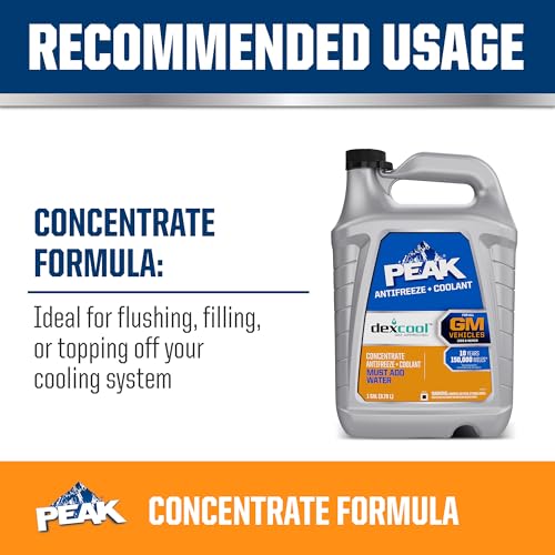 PEAK DEX-Cool® Antifreeze + Coolant, Premium Engine Coolant with Antifreeze, Car Antifreeze Coolant Mixture for GM Vehicles, 1 Gallon