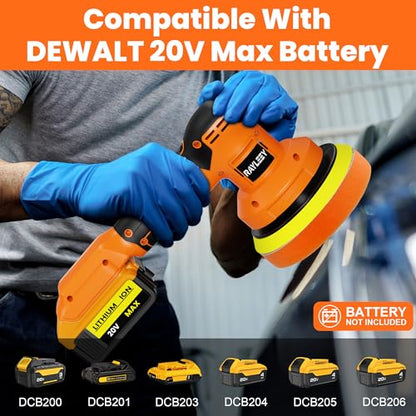 Cordless Buffer Polisher Kit for DEWALT 20V LI-ION Battery.6-Inch Orbital Buffer Polisher with 3 Variable Speed with 25pcs Polishing Accessories, for Car Polishing/Waxing (Tool Only)