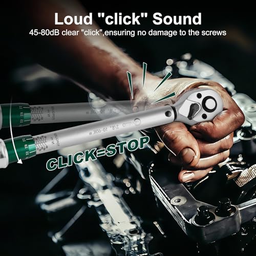 3/8" Drive 1Pc Click Torque Wrench Set, 7.38-44.25 ft.lb / 10-60 Nm - size: 3/8″ 1PC