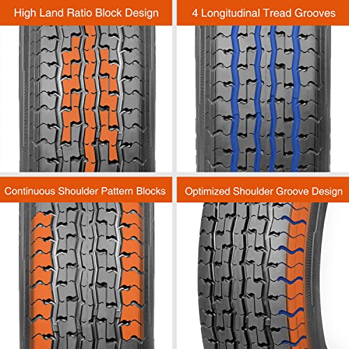 HALBERD Trailer Tires ST205/75R14, 8PR Load Range D, Radial Tires, Set of 4 - size: 205/75R14 8PR