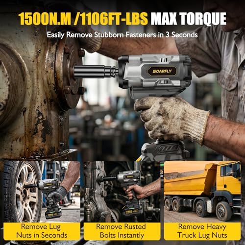SOARFLY 1/2" Cordless Impact Wrench 1106Ft-Lbs (1500N.m) - color: Dark Gray