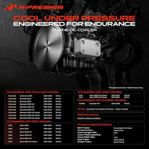A-Premium Transmission Oil Cooler Compatible with Chevrolet, GMC, Cadillac