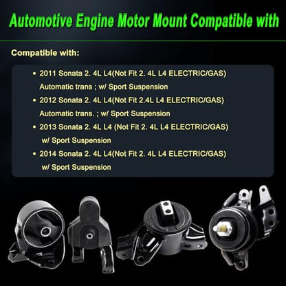 Engine Motor Mount fit Hyundai Sonata 2.4L 11-12 Auto Trans./13-14 - size: 2011-2014 Sonata 2.4L w/