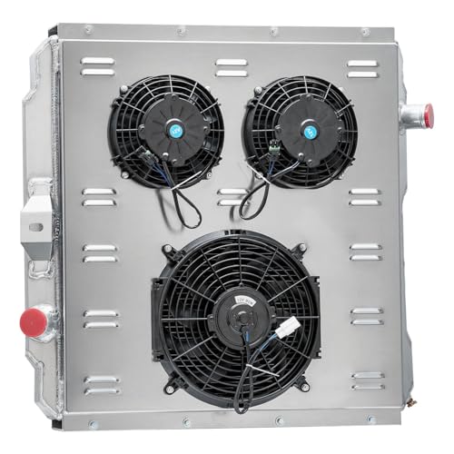 Automotive Replacement Engine Radiators 3 Row Radiator Shroud Fan with Thermostat Relay Kit For Hummer H1 2002-2004 AM General Hummer 6.5L V8 1992-2001 Aluminum Radiator Fan - size: 3 Row Radiator/w Cap+Shroud Fan+Relay Kit