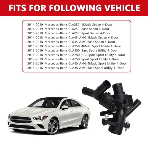 Engine Coolant Thermostat Housing For Mercedes-Benz CLA250 2014-2019/ GLA250 2015-2019/ CLA45 2014-2018/ GLA45 2015-2019 Replaces 2702000615 2702000415 2702002200