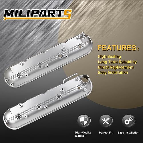 Valve Cover Compatible with Chevy Avalanche Silverado 1999-2008 Gmc Sierra Savana 1999-2008 Buick Rainier 2003-2008 Cadillac Escalade 2002-2008 4.8L 5.3L 6.0L Replace 12570427 12582224 - color: WHITE(Upgrade Aluminum)