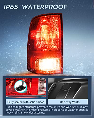 Nilight Taillight Assembly for 2009-2018 Dodge Ram 1500 2500 3500 - color: Red-Driver Side