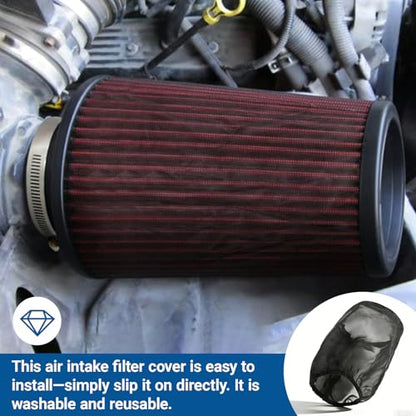 Cold Air Intake Filter Cover, Thickened Dust-proof Water-proof Motorcycle Universal Air Intake Cover Filter Sock for High Flow Cone Air Filter Compatible with Harley Davidson Touring (Large)